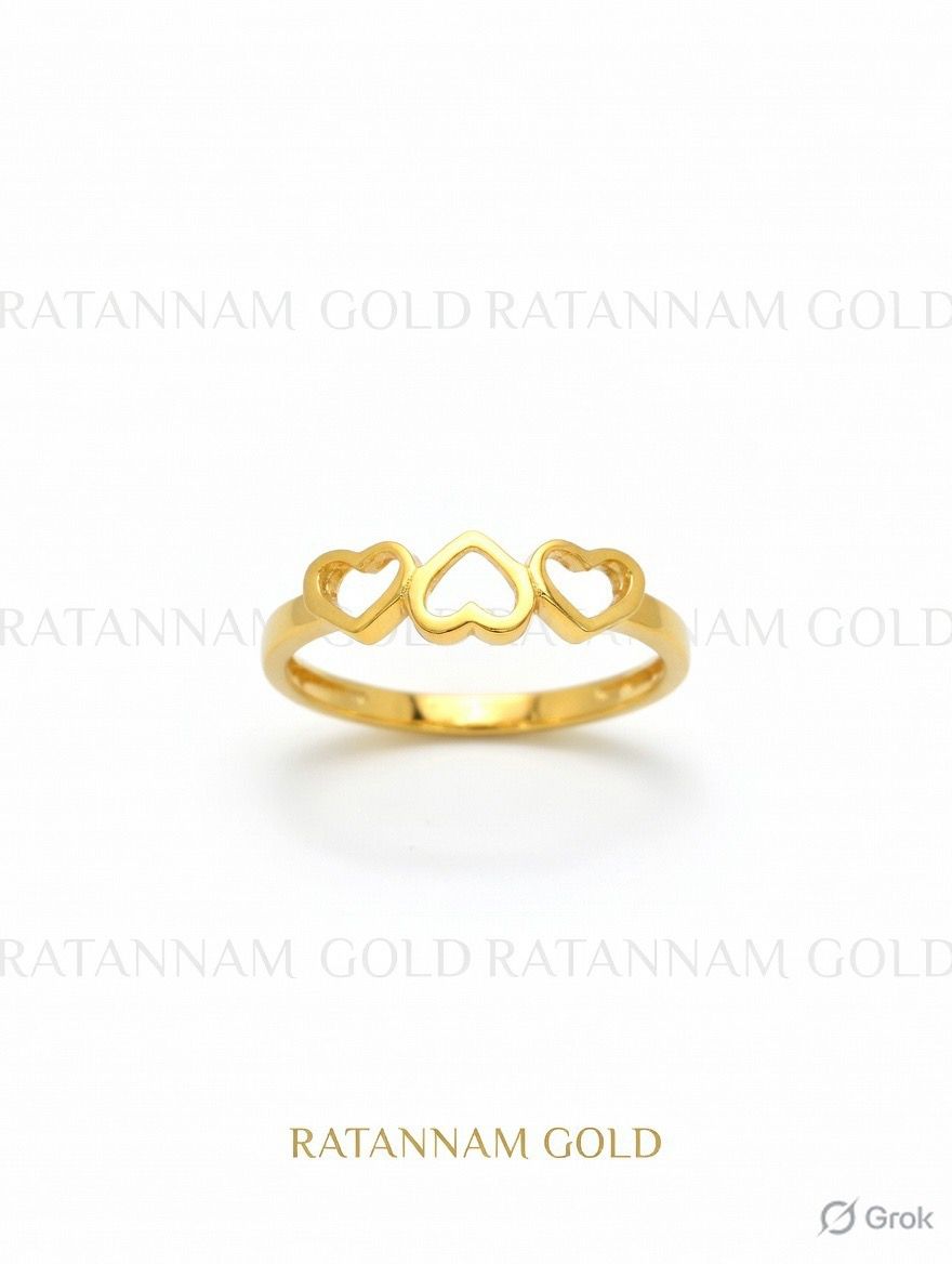 The Triple Open Heart Ring in Yellow Gold