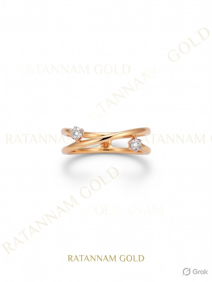 Luxurious Rose Gold Twin Bands Engagement Ring Set