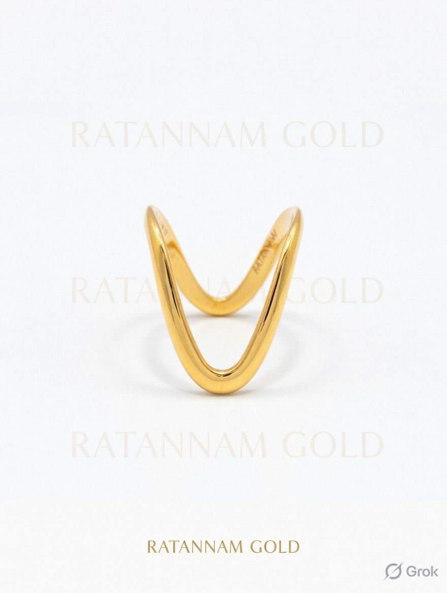Aura Deep-V Chevron Band – Sculptural Ring