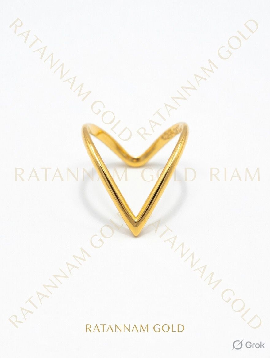 Modern V-Shaped Minimalist Gold Ring